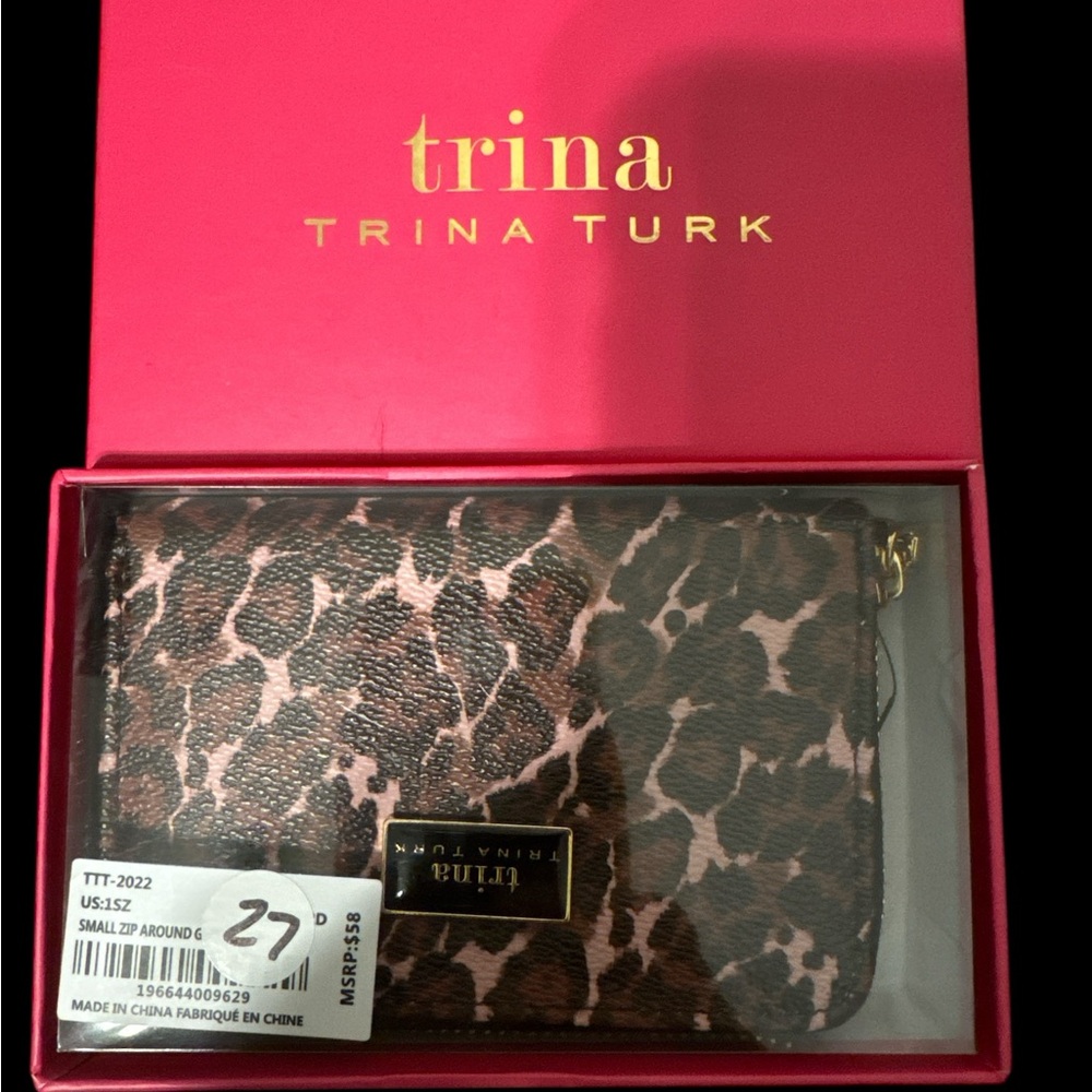 Trina Turk Pink and Brown Animal Print Wallet